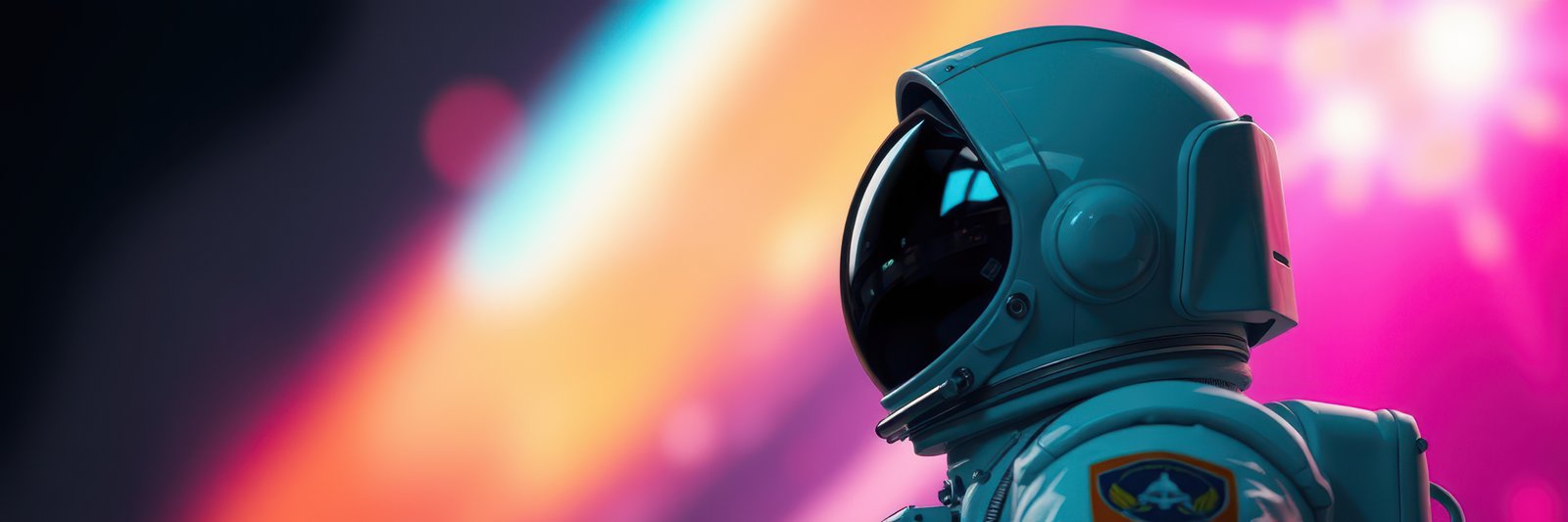 Astronaut in a vibrant cosmic setting exploring the mysteries of space during a colorful light display